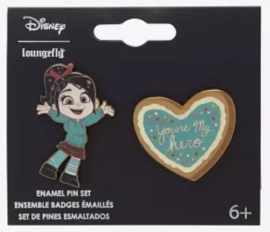 Loungefly Disney Wreck-It Ralph Vanellope 'You're My Hero' Cookie Enamel Pin Set front