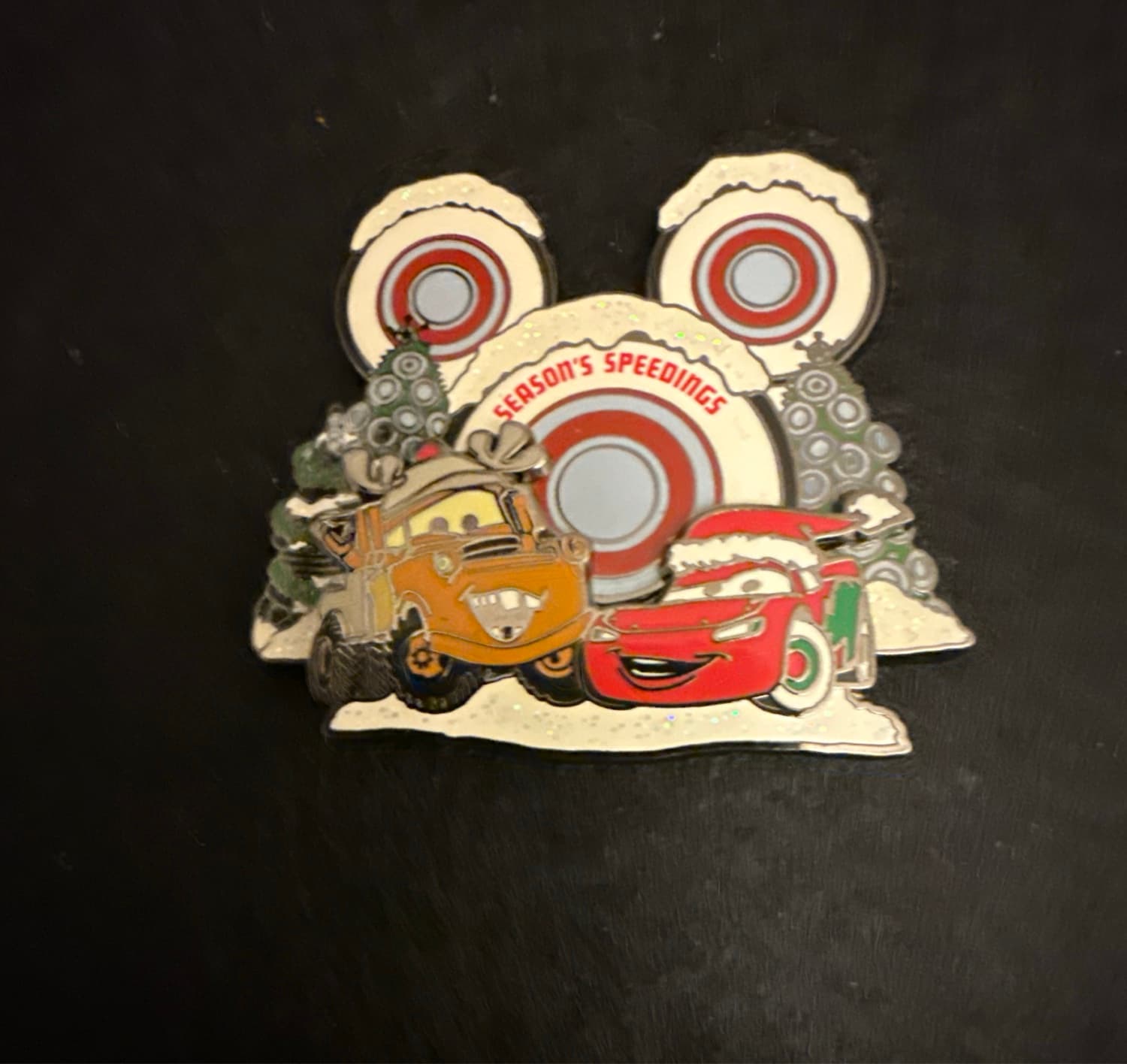 Cars Season's Speedings Mater & Lightning McQueen Holiday Pin
