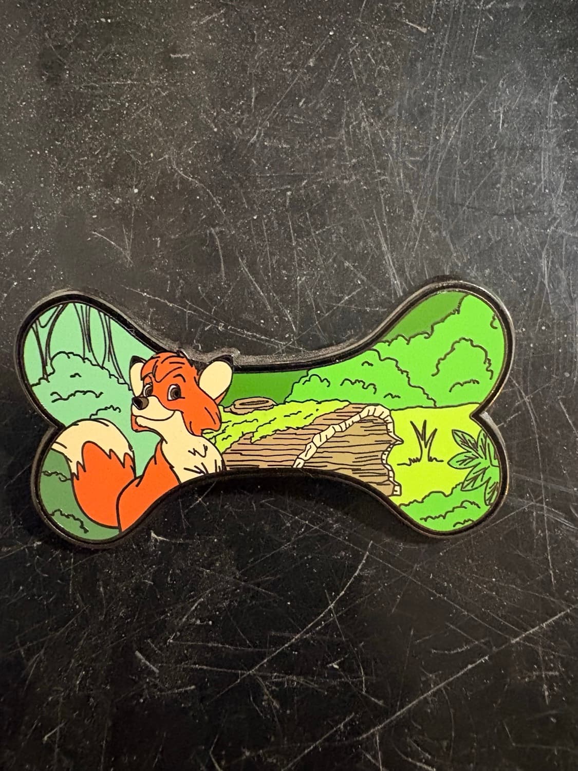 Tod The Fox and the Hound Bone Shaped fantasy Pin
