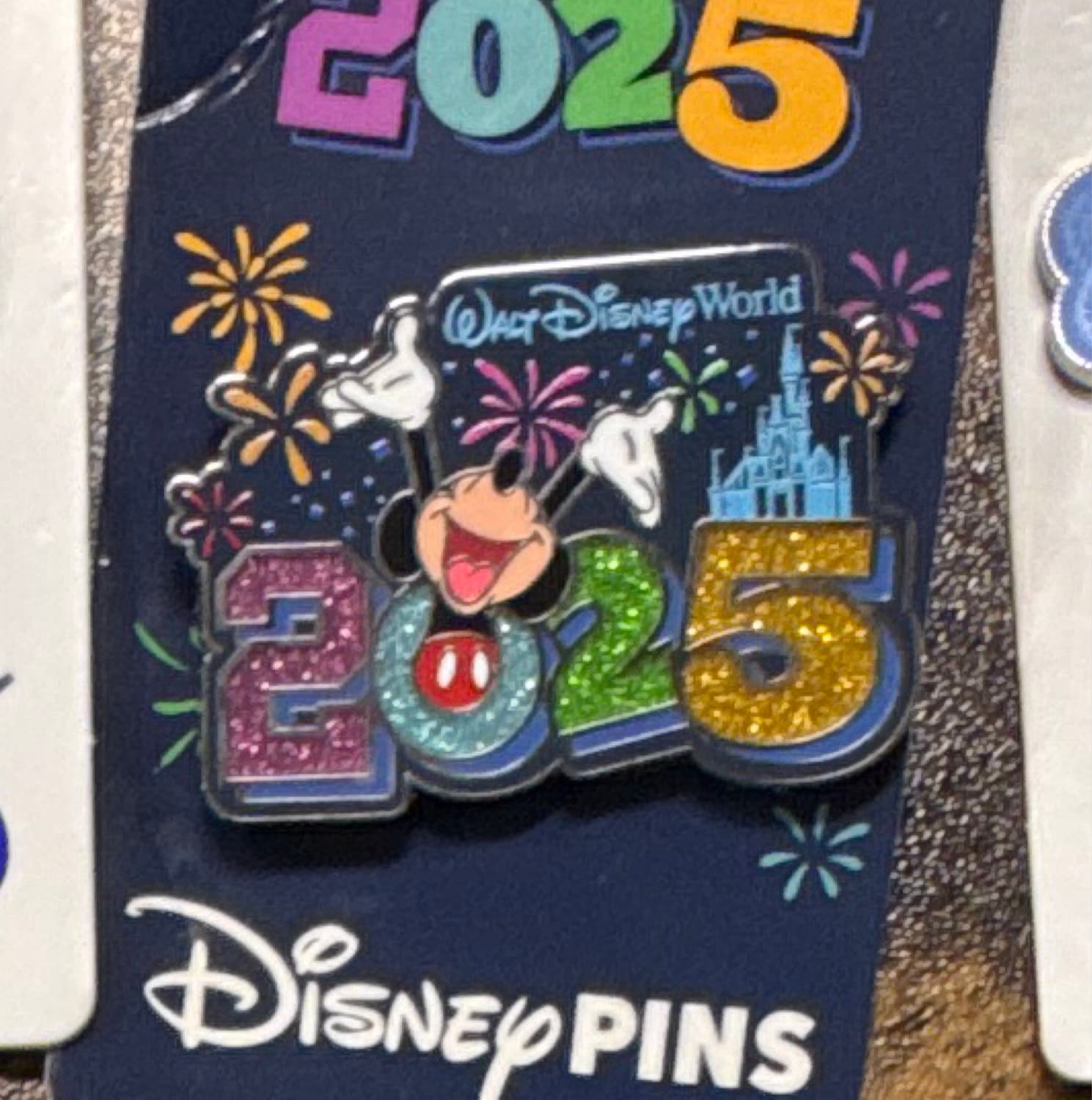 Walt Disney World 2025 Mickey Mouse with Fireworks and Castle Pin front