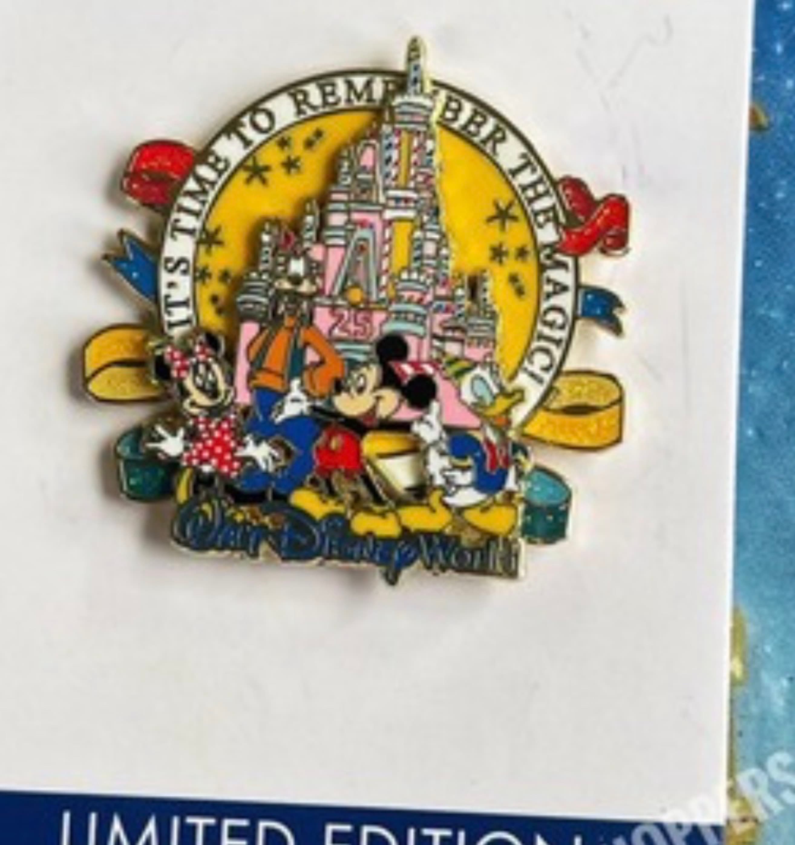 Mickey & Friends Walt Disney World 25th Anniversary 'It's Time to Remember the Magic' Pin front