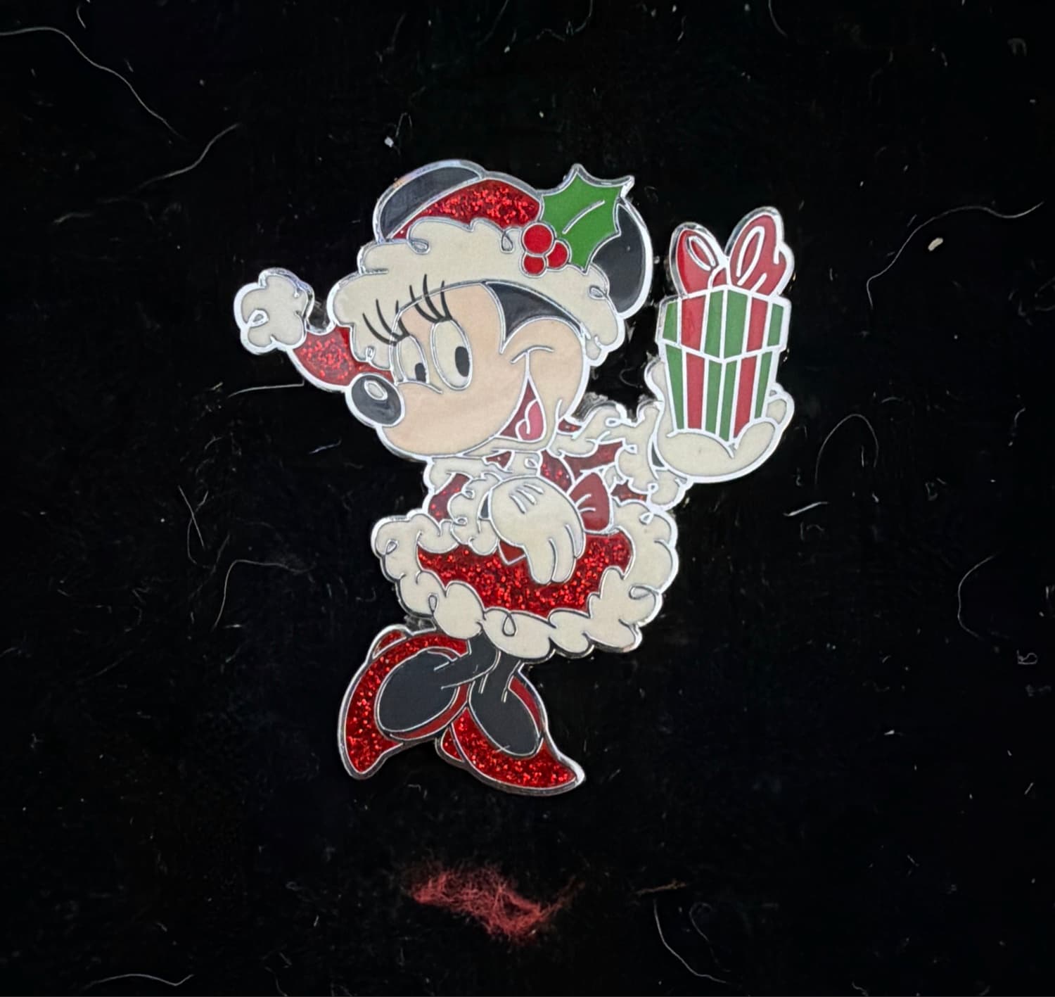 Santa Minnie Mouse Holiday Pin front