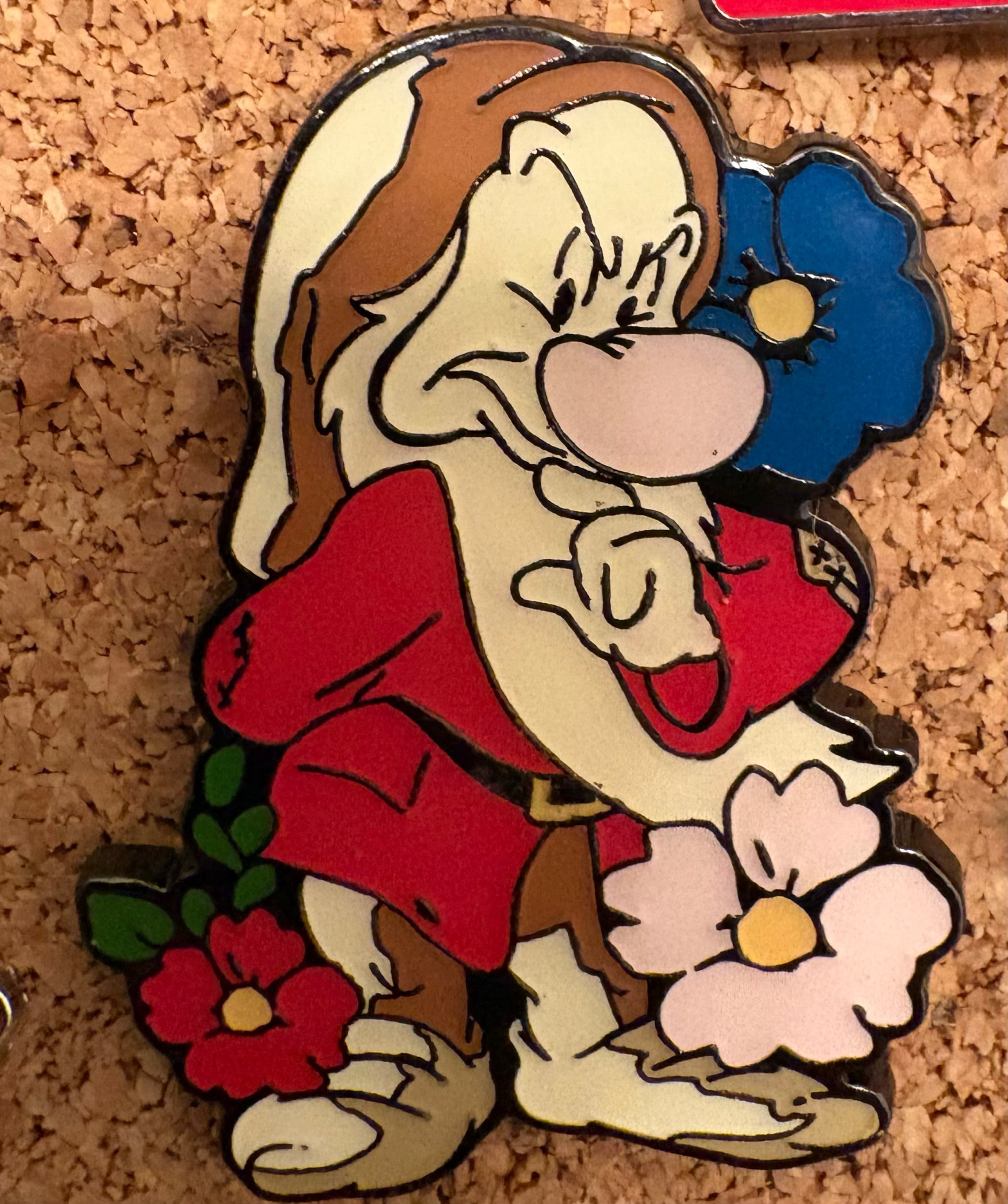Snow White and Seven Dwarfs Grumpy Floral Enamel Pin front