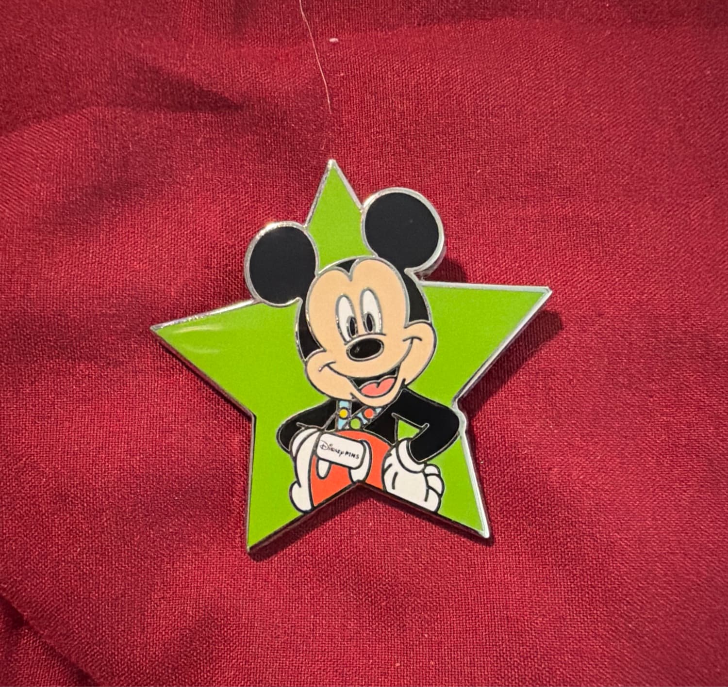 Mickey with Pin Trading Lanyard with Green Star front