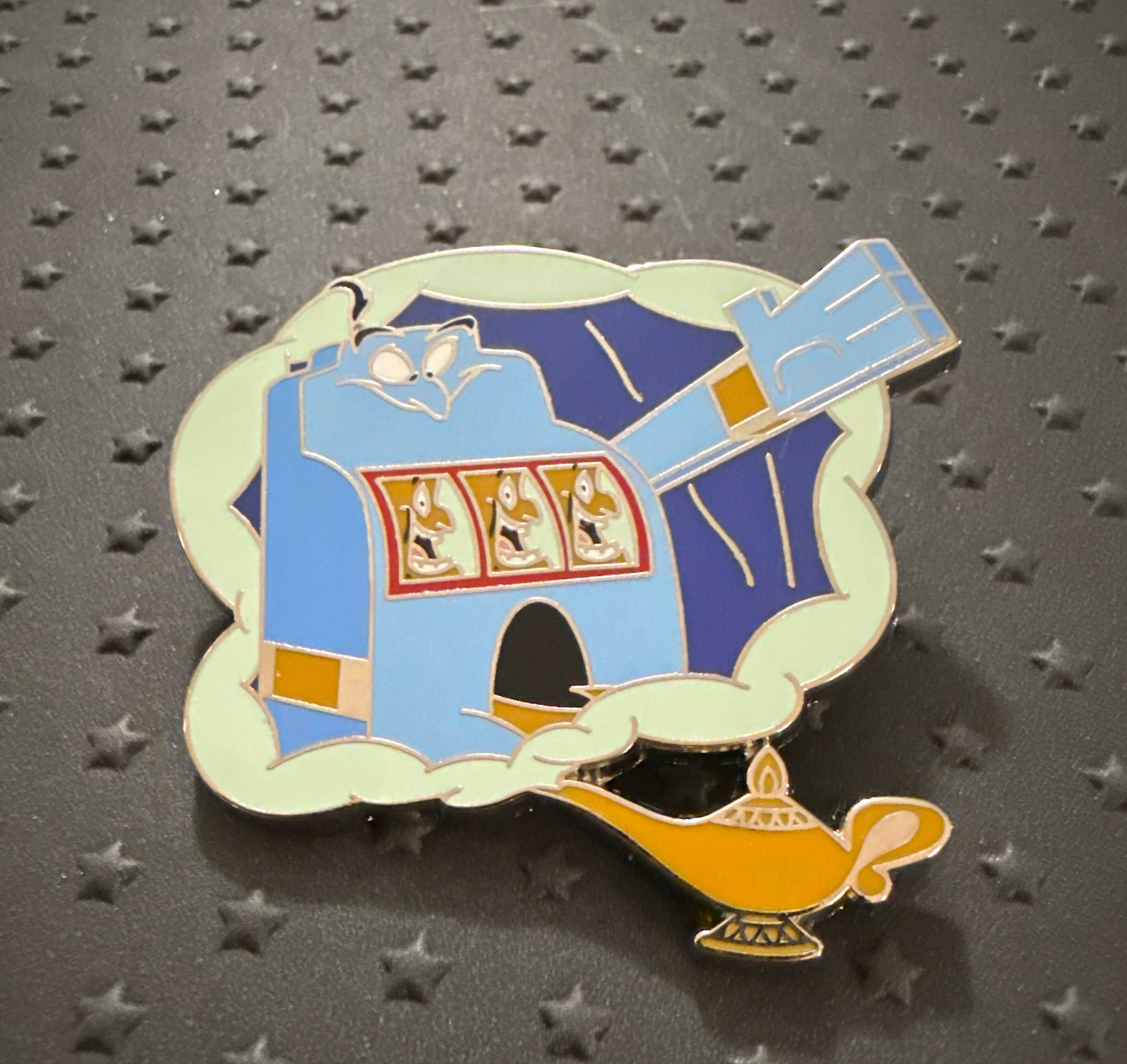 Aladdin 30th Anniversary Mystery Pin Set - Genie 3 Wishes Slot Machine front
