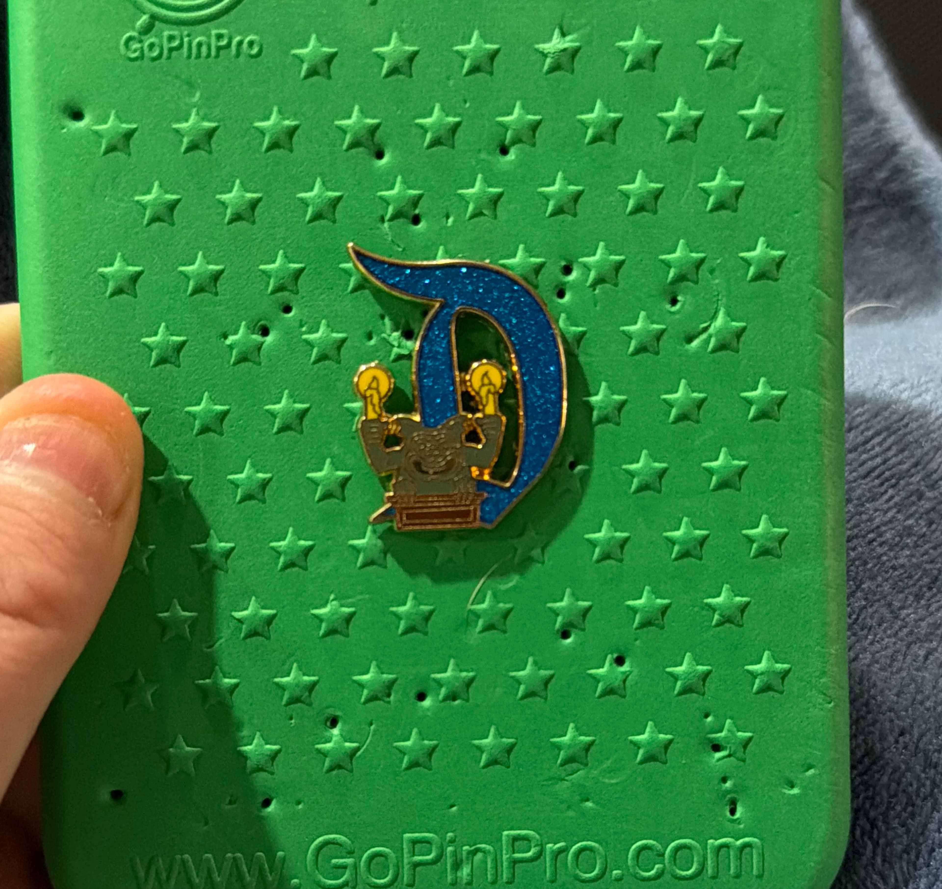 Haunted Mansion Gargoyle Candelabra on Blue Glitter 'D' front