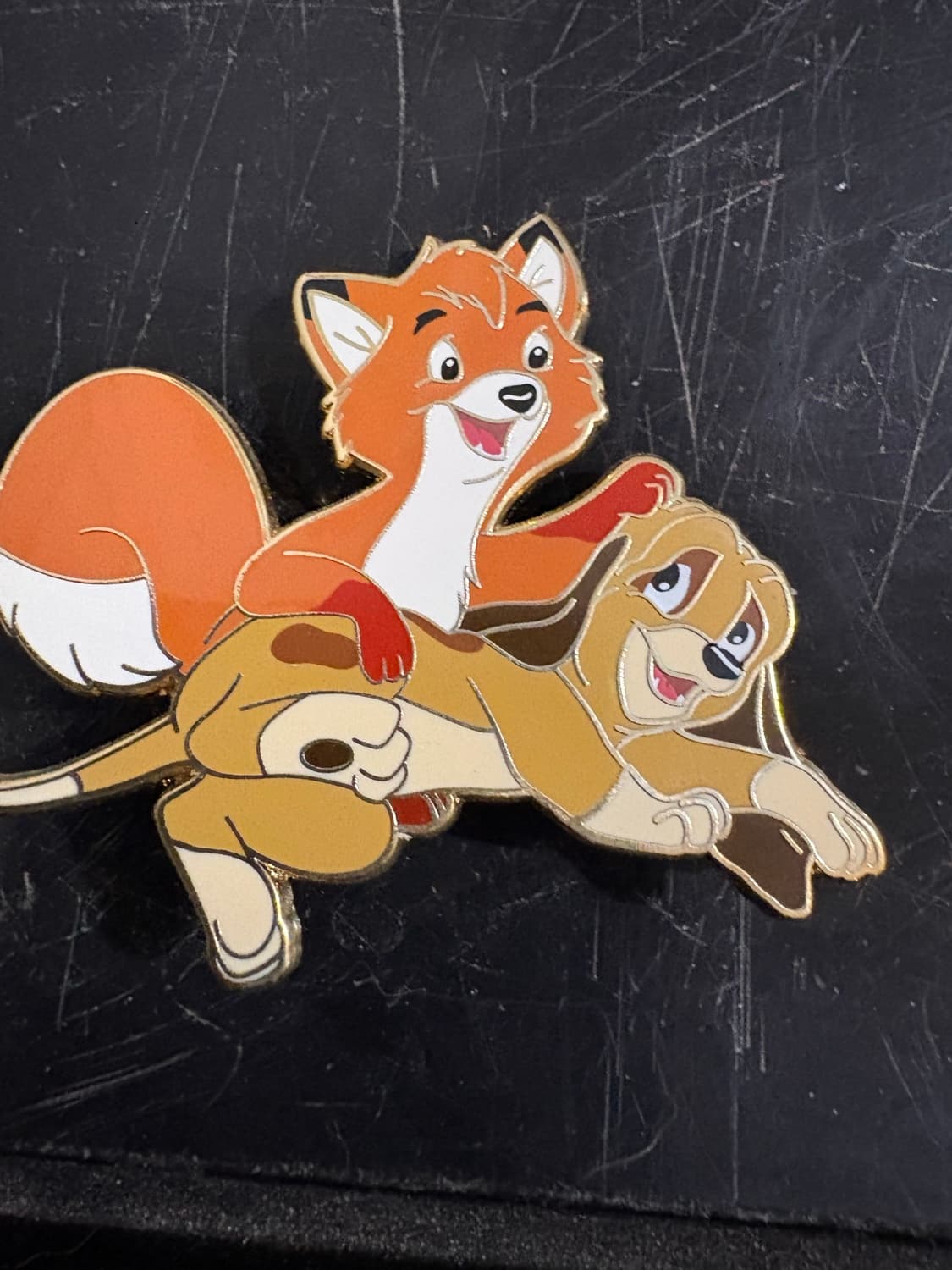 Tod and Copper fantasy pin
