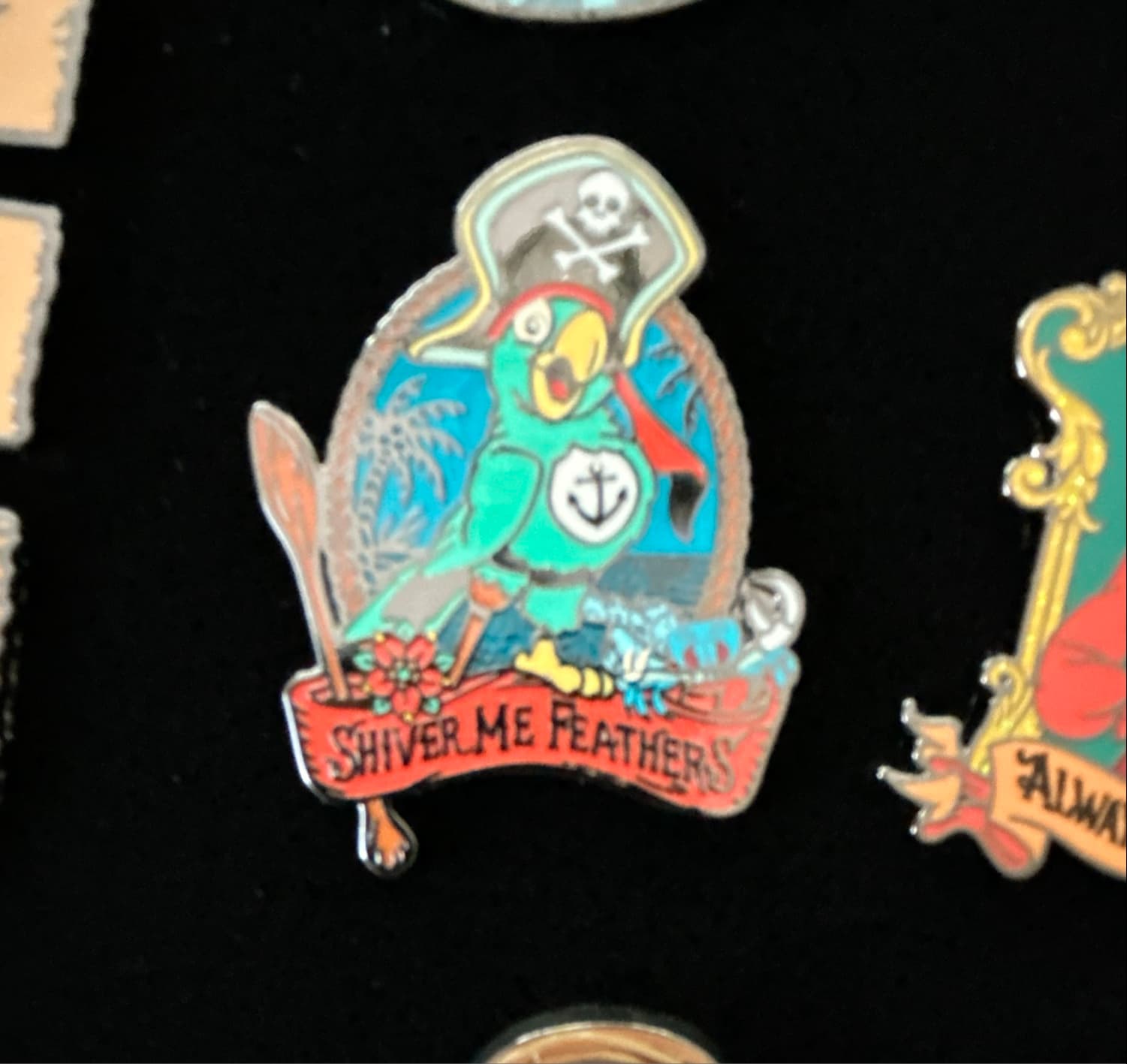 Pirates of the Caribbean Shiver Me Feathers Peg-Leg Pete Parrot Pin