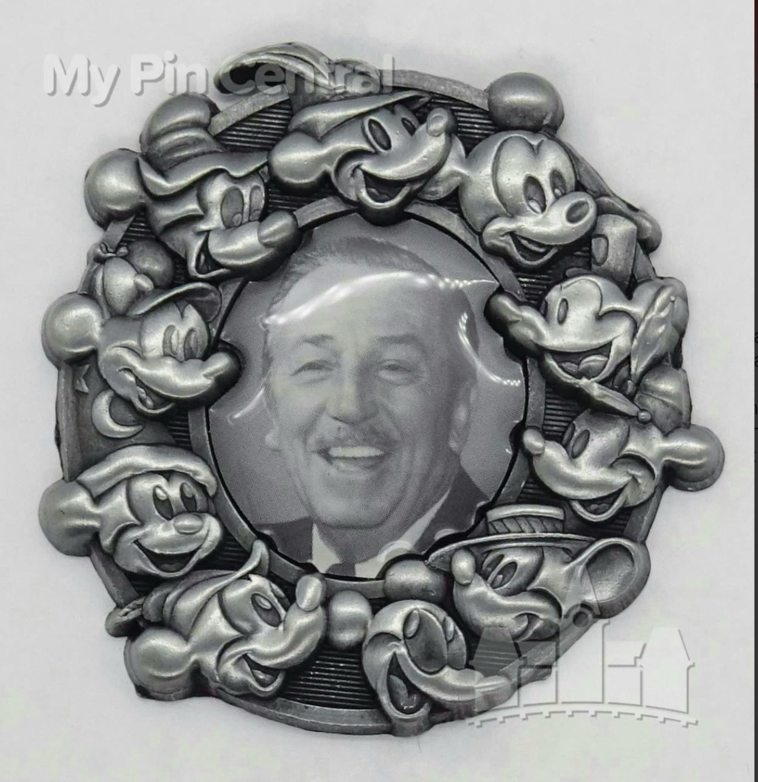 Walt Disney framed by 10 Mickey Heads 3D Pin front