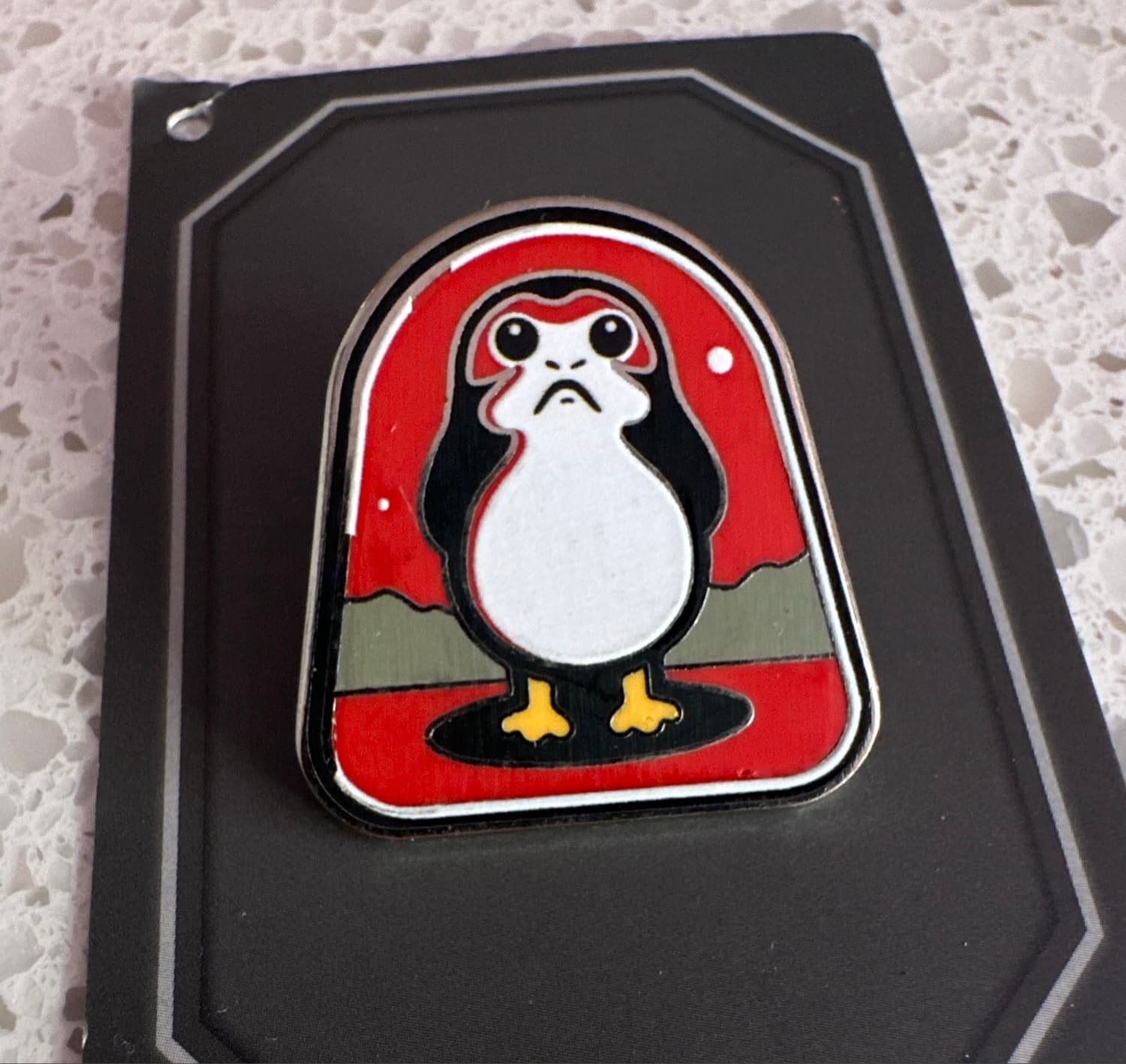 Star Wars: The Last Jedi Porg (Red Background) Enamel Collector Pin front