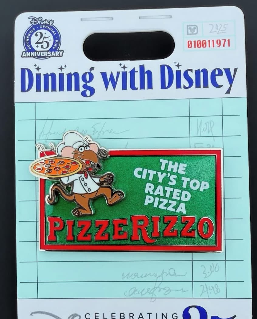2025 Dining With Disney Pizzerizzo Pin front