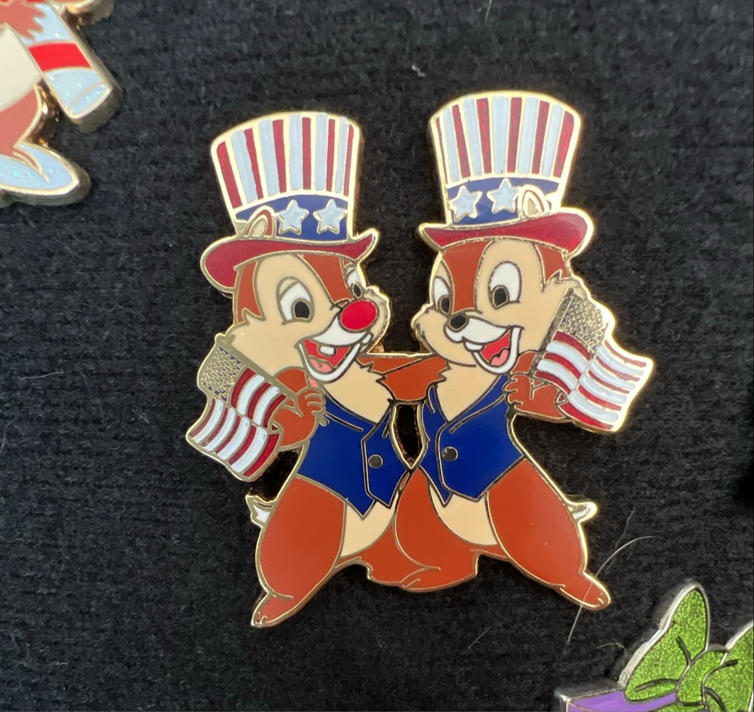 Chip & Dale holding American Flags